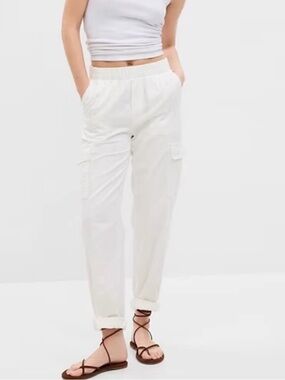 Gap Pull On Mid- Rise twill Off White Cargo Pants